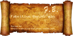 Fabritius Benjámin névjegykártya
