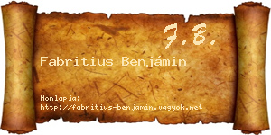 Fabritius Benjámin névjegykártya